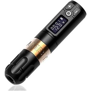 Draadloze tattoo pen machine batterij met draagbare powerless motor digitale led-display voor body art (Color : Gold)