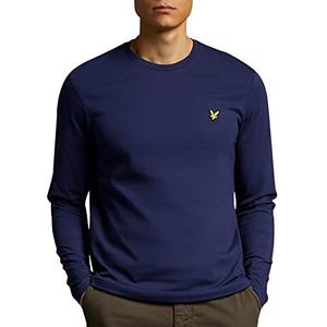 Lyle & Scott Heren Effen T-shirt met lange mouwen, Blauw, XXL