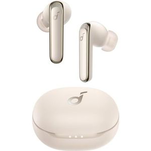 Soundcore P3 Bluetooth hoofdtelefoon met ruisonderdrukking, intensieve bas, 6 microfoons, draadloos opladen, app met gaming-modus, slaapmodus (champagnewit) (gereviseerd)