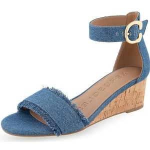 Aerosoles Willis Wedge sandaal voor dames, Medium Blauw Denim, 9 UK Wide