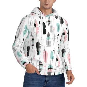 Jkkghll Veren Print Mannen Hooded Warme Lichtgewicht Trui Voor Winter Herfst En Lente Casual Wear, Zwart, XS