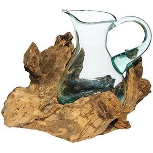 Balibarang-Shop Gift Deco Gamal wortelhout 1,5 L pot glas vaas wortel hout teakhout kruik L