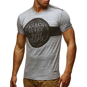 Leif Nelson LN795 Zomer-T-shirt voor heren, ronde hals, slim fit, katoenaandeel, modern heren-T-shirt, korte mouwen, lang, grijs, XL