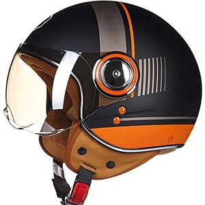 3/4 motorhelm, volwassen retro open helm DOT/ECE goedgekeurde zonnebrandcrème halve helm voor heren en dames voor scooter cruiser bromfiets Decoration