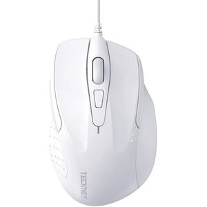 TECKNET Muis met kabel, computermuis met 6 knoppen, 6400 dpi, ergonomische optische zakelijke bekabelde muis voor pc, laptop, USB-kabel 150 cm