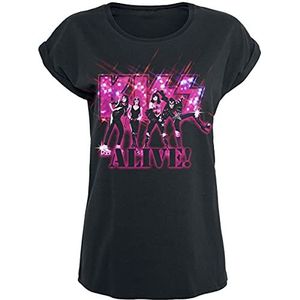 Kiss Alive Pink Glitter T-shirt zwart S 100% katoen Band merch, Bands