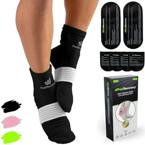 Koelsokken voor Voeten en Enkel - Koude en Warmte Therapie Sokken met Fixatieverband - Warm Koud Kompres voor Neuropathie, Plantaire Fasciitis en Zwellingen (L/XL, Zwart)