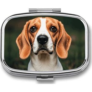 Beagle Hond Pillendoos Pil Case Leuke Pil Organizer Pil Houder Geneeskunde Pil Organizer Pil Container Dagelijkse Pil Organizer Kleine Pillendoos Pil Case voor Portemonnee Pocket
