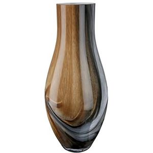 GILDE Glazen vaas Draga - grote decoratieve vaas bloemenvaas hoogte 40 cm bruin zwart marmer look - Europese productie