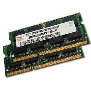 4GB Dual Channel Kit Hynix original 2 x 2048MB 200 pin DDR2-667 (PC2-5300) SO-DIMM Double Side voor DDR2 notebooks