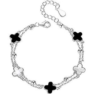 TOEECY Klaver met vier bladeren voor dames, 18 K, verguld, roségoud, verzilverd, geluksbrenger, sieraden, geschenken, Eén maat, Nikkel Steen Rose goud Zilver