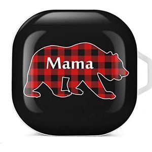 Plaid Mama Bear Oordopjes Hoesje Compatibel met Samsung Hard Shell Beschermhoes Wit-Stijl