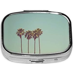 Palmboom Vierkante Pil Box, Pil Dispenser Box Kabeljauw Leverolie Doos Vitamine Pil Box