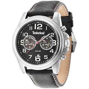 Timberland heren Quartz horloge met zwarte wijzerplaat chronograaf display en zwart lederen band 14518JS/02A