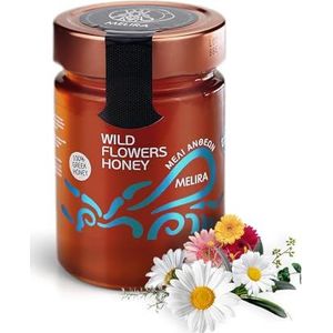 Natuurlijke honing - Wilde Bloemenhoning (Wild Flower Honey) – Premium Kwaliteit – Dodekanesos eiland regio Griekenland- Bekroonde honing - Great Taste Award - 450gr