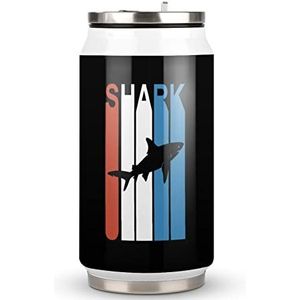 Retro Shark Travel Mok met Deksel Coke Cup Geïsoleerde Tumbler Water Fles Thee Cup Voor Vrouwen Mannen