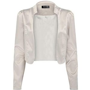 Bolerose Formeel Lang Mouw Satijn Bolero Shrug Gelegenheid Jasje (Zilver, S)