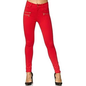 Elara Dames Stretchbroek Skinny Fit Jegging Chunkyrayan rood 1186-10 Rot 38