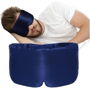 Oogmasker, Zijden oogmasker, verpakking van 2, moerbeizijde, lichtwerend, veelkleurig(Dark Blue)