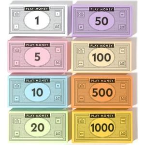Opoly speelgeld-520pcs nep geld voor bordspellen - 65 van elk biljet in 8 denominaties– $1, 5, 10, 20, 50, 100, 500, & $1000 - papiergeld voor Pretend Play kassier, Navulpakketten