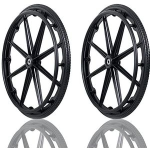 ESOYAWE Rolstoel achterwiel 20 inch 22 inch 24 inch massieve banden (2 stuks), rolstoel vervangende wielen montage met handduwring, polyurethaan rolstoel zwenkwielen (maat: 24 * 13/8)