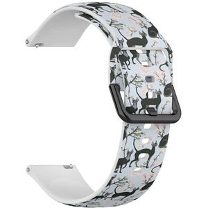RYANUKA Compatibel met Ticwatch Pro 3 Ultra GPS/Pro 3 GPS/Pro 4G LTE / E2 / S2 (drie zwarte Siamese Sfinx katten) 22 mm zachte siliconen sportband armband armband, Siliconen, Geen edelsteen