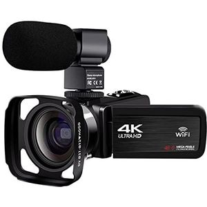 Videocamera Camcorder 4K videocamera camcorder 3 0 fps Ultra Hd Digitale VLOGGING VIDEO CAMERA 16X DIGITALE ZOOM FILL LICHT WIFI VLOG RECORDER Multifunctionele vlogcamera(64G SD Card,Giallo)