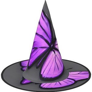 ZISHAK Paarse vlinders Halloween heksenhoed voor vrouwen,ultieme feesthoed voor het beste Halloween-kostuumensemble