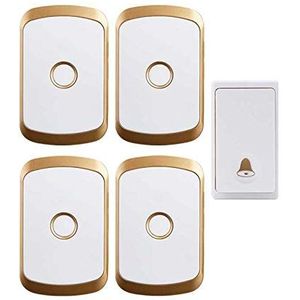 Draadloze deurbel Draadloze deurbel waterdicht 36 muziek slimme knipperende lampjes 4 volumeniveaus plug-in 1 zender verpakking van 4 ontvangers 200M zwart/wit(Black)