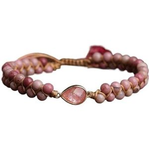 Natuurlijke Opaal Steen Kralen Charms Wrap Armband 4mm Zeesediment Jaspers Ronde Kralen Gevlochten Armband Paar Yoga Sieraden (Color : Mahogany Stone)