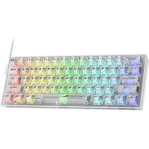 Redragon K617 60% bedraad RGB gaming-toetsenbord, 61 toetsen, volledig transparant mechanisch toetsenbord, Pro-software ondersteund, doorschijnende aangepaste schakelaar