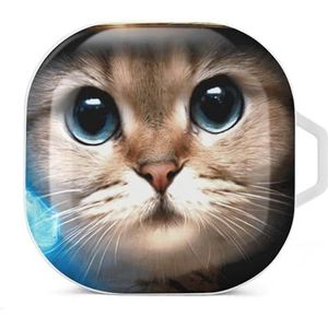 Ruimte kat oordopjes hoesje compatibel met Samsung hard shell beschermhoes wit stijl