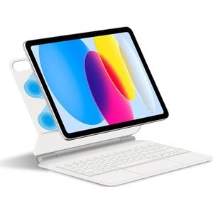 Toetsenbordhoes voor iPad Air 13 (M3 2025 / M2 2024) and Pro 12.9(6th/5th//4th/3rd Gen), Magnetische Zwevende Standaard, Toetsenbord Met Achtergrondverlichting, Multi-Touch Trackpad,Wit