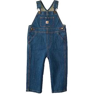 Carhartt Gewassen denim tuinbroek voor jongens, Gemiddelde wassing, blauw, 9 Maanden
