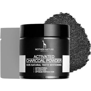 Geactiveerde Houtskool Poeder voor Tanden Bleken & Tanden Reinigen - Veganistisch van Mother Nature - Geactiveerde Houtskool - Tandbleekpoeder voor Natuurlijk Witte Tanden - 60 g