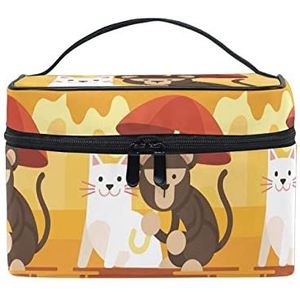 Schattige baby kat aap dier make-up tas voor vrouwen cosmetische tassen toilettas trein koffer