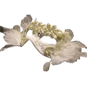 Het masker van het bal Polyester halfgezichtsmasker for dames met veer for bruidsfeesten, veelkleurig(Svart)