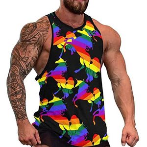 Gay Pride LGBT Eenhoorn Heren Tank Top Mouwloos T-shirt Trui Gym Shirts Workout Zomer Tee