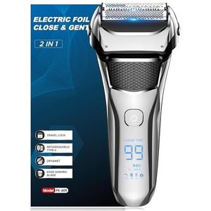 Scheerapparaten voor mannen, Folie-scheerapparaat met drijvend mes, 100% waterdicht elektrisch scheermes voor mannen, precisie baardtrimmer, oplaadbaar elektrisch scheerapparaat 100 minuten draadloos,