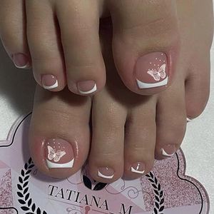 MouyouGlow - Kunstnagels - Wit - 24 Stuks - French Vlinder - Volledige Afdekking