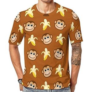 Monkeys Love Banana T-shirt met korte mouwen voor heren met ronde hals, casual T-shirt, tops, 2XL