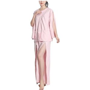 Kleding For Bedlegerige Patiënten, Pyjamaset Met Lange Mouwen En Fractuur, Afscheurbare Kleding For Verpleegkundigen(Pink,XXL)