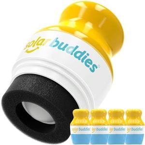 Solar Buddies Zonnebrandcrème Applicator - Pak van 4 blauwe - Herbruikbare roll-on sponsapplicator voor zonnebrandcrème, zonnebrand en lotion voor kinderen, volwassenen en gezinnen - Bevat 100 ml