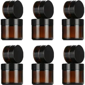 Saijer Amber Lege glazen potjes, 12 stuks, leeg cosmeticaglas, crèmepotjes, bruine glazen potjes, zalfpotjes, navulbare cosmeticahouder voor crèmes, lotions, etherische oliën, poeder, 10 ml, 30 ml,