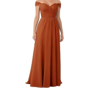 SAMHO V-hals Off Shoulder Bruidsmeisjes Jurken Vrouwen Strapless Bandeau Mouwloos Uitgerust A-lijn Bruiloft Gast Jurken, Verbrand Oranje, 52