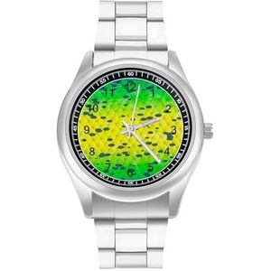 Mahi Skin Scales Heren Roestvrij Stalen Horloges Quartz Polshorloge Gemakkelijk te lezen Custom Gift voor Papa Vriend