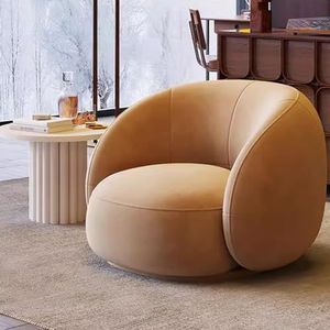 Barrel Accent Stoelen Set van 2, Moderne Ronde Fauteuil Gestoffeerde Club Fauteuil, Enkele Sofa Zitplaatsen Slaapkamer Balkon Vrije tijd Kleine Bank voor Woonkamer Koffiebank+tafel