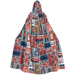 OPSREY Engeland Symbolen Gedrukt Volwassen Hooded Poncho Volledige Lengte Mantel Gewaad Party Decoratie Accessoires