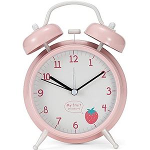 CREULT Wekker voor Slaapkamer voor Tiener Meisjes Leuke Student Roze Klok, Gemakkelijk te gebruiken Luid Wekker voor Zware Slaappers Kinderen (Fruit Pointer Plaat)