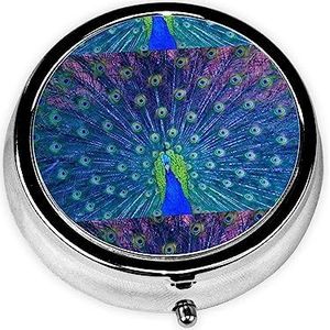 Beauty Peacock Pill Box 3 Compartiment Kleine Pillenetui voor Pocket & Portemonnee, Draagbare Reizen Pil Organizer Houder om Vitaminen Medicatie vast te houden